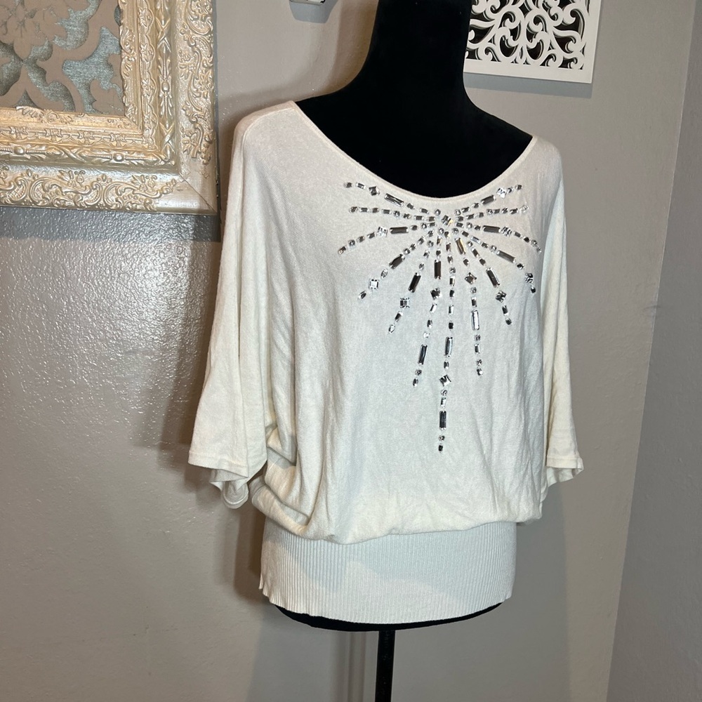Boston Proper Embellished White Women's Top - Picture 9 of 12